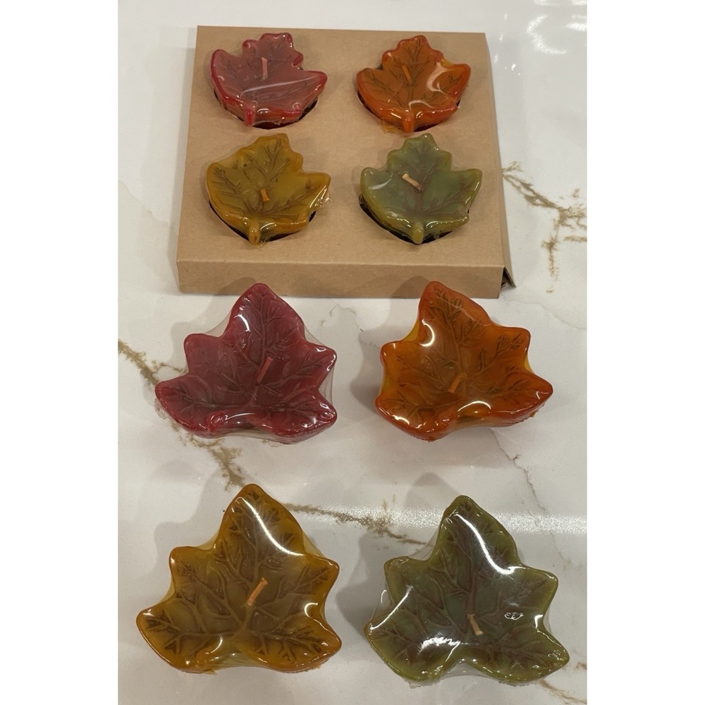 Vintage Lillian Vernon Autumn Leaf Floating Candles 4 ct Large 4 ct Small‎ New